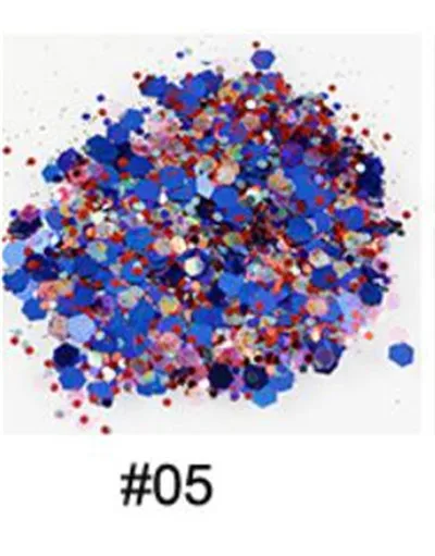 10 г/баночка 1мм-2мм-3мм Смешанные Красочные Блестки Дизайн ногтей голографические флаконы порошок для украшения ногтей блестящие цвета MA01-3 - Цвет: 5