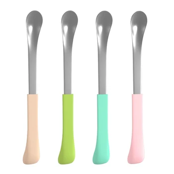 

Baby Feeding Spoon Creative Gift Soft and Hard For both ends Bent Stainless Steel Toddler Infant Kids Tableware Flatware