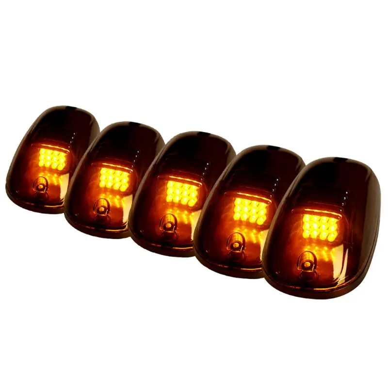 Smoked 5Pcs 12 LED Cab Roof Running Marker Lights Truck SUV Off Road