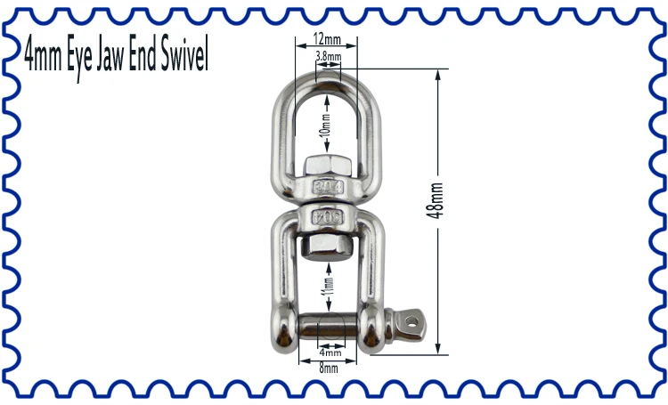 Сверхмощный нержавеющий глаз и поворотные тиски морской SS304/316 тип челюсти-глаза поворотный якорь цепь соединитель Скоба 4 мм 5 мм 6 мм 8 мм