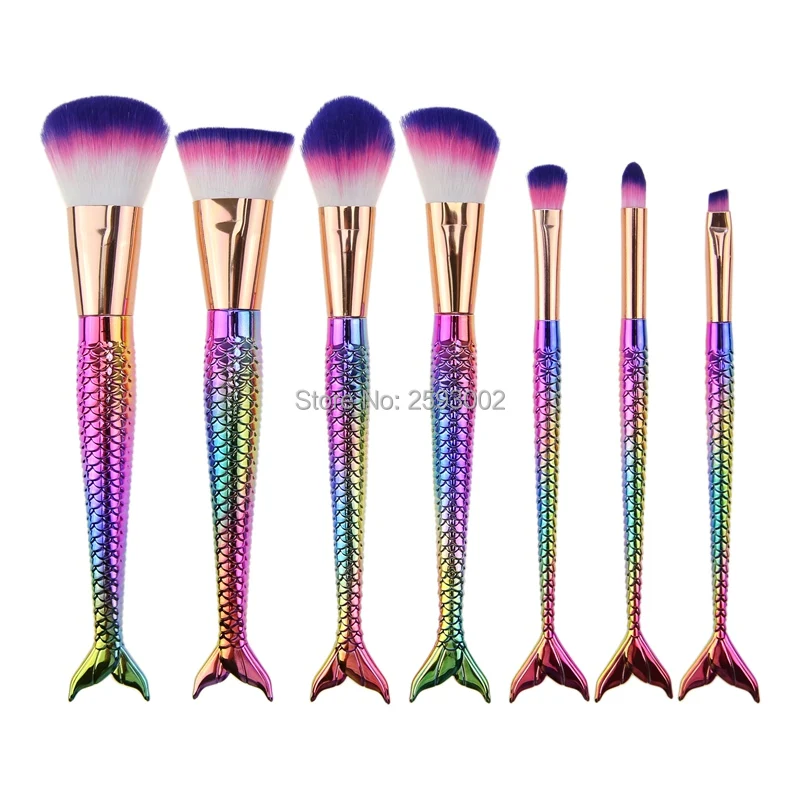 

7Pcs Makeup Brushes Kit Fish Make up Brush Blusher Powder Foundation Contour Blusher Eyeshadow Brush Fish Shape Handle Set