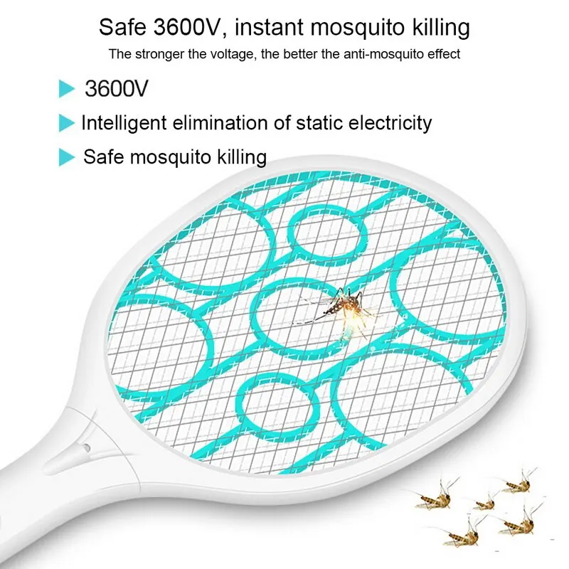 

USB Chargerable Home Electric Fly Mosquito Bug Zapper Swatter Mosquito Killer Safety Mesh Cordless Insects Trap Swatter