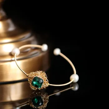 

frrshwater pearl white baroque &RED/GREEN ZIRCON bracelet 7.5inch FPPJ wholesale beads nature gift