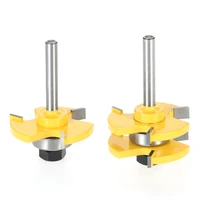groove כרסום 2pcs 3/4" לניירות 1/4" שאנק לשון Groove נתב Bit Set 3 שיניים T צורת עץ כרסום קאטר כלים לעיבוד עץ + קופסה לאחסון (5)