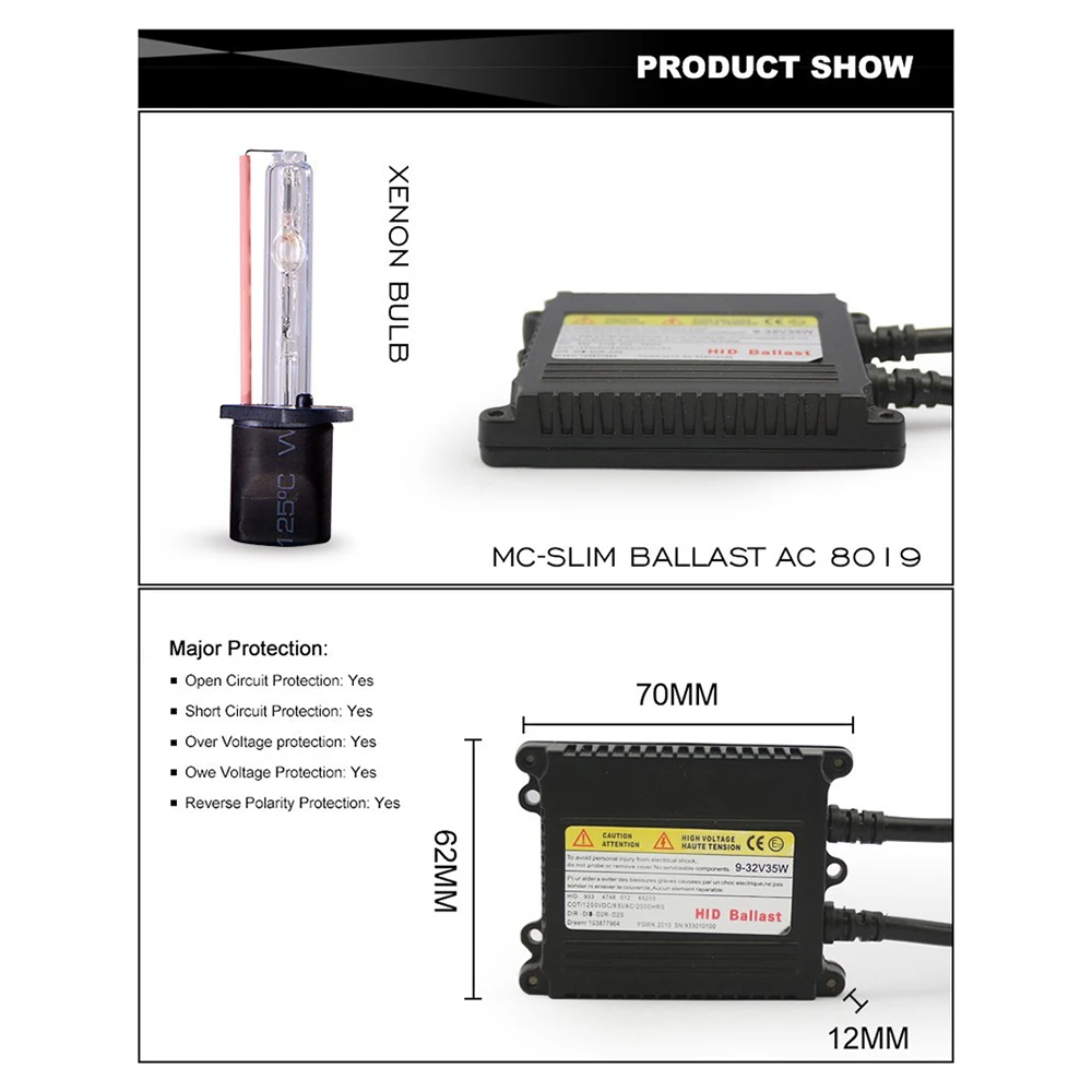 Универсальный Xenon HID комплект DC 12V 35W балласт Замена Цифровой Тонкий конверсионный