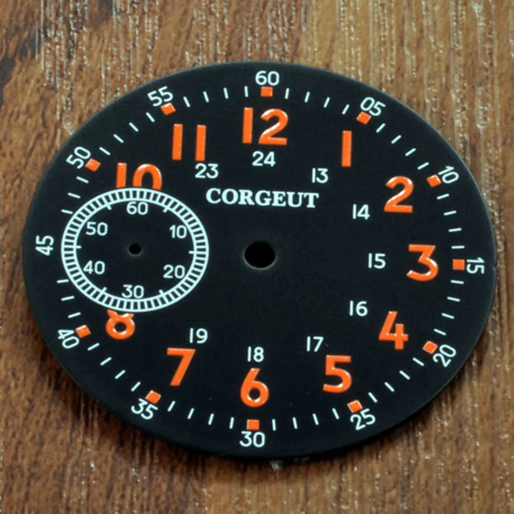 

39mm Black Dial with Orange number Watch Accessory Part Watch Face Dial Round Analog fit eta 6497 ST st36 movement watches
