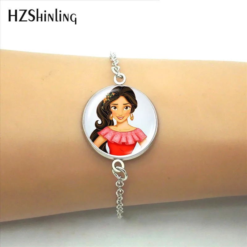 HZShinling Elena of Avalor, стеклянные круглые браслеты для женщин, девушек, искусство, латам, принцесса, Елена, шарм, звено, цепочка, браслет, мини-001