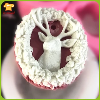 

2017 new 2D Christmas reindeer rosette silicone mold candle soap aromatherapy gypsum mold