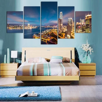 

No Frame 5 Pcs High Quality Cheap Art Pictures City Large Hd Modern Cuadros Decor Home Wall Panels Canvas Painting