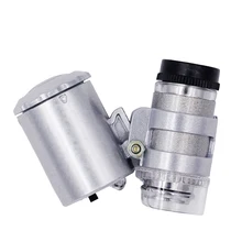 10 шт./партия ручной 60x карманный микроскоп стеклянная лупа с светодиодный свет Ювелирная Лупа увеличительный Детектор Валюты Скидка 40