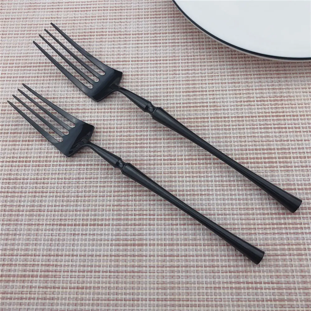  6/5/4Pcs Chic Elegant Black Dinnerware Set Stainless Steel Tableware Cutlery Set Plating Table Knif