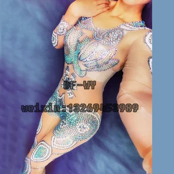 

Bar and nightclub singer DJ dancer sexy gorgeous perspective in diamond for stage performance clothing