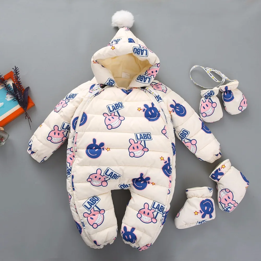 

Newborn Warm Baby Rompers Plush Hooded Children's Jumpsuit For Baby Girls Autumn Winter Warm Baby Wool Clothes Baby Costume