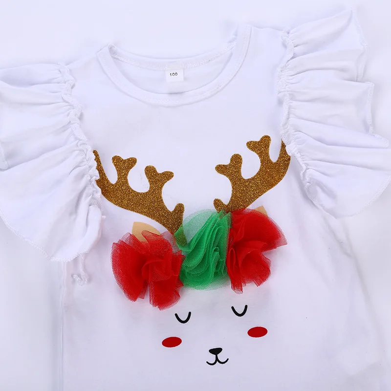 Одежда для детей; комбинезон для новорожденных+ юбка-пачка; комплект одежды с рождественским оленем; Одежда для маленьких девочек; D0951