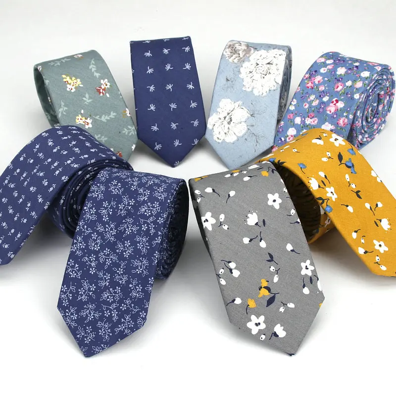 Brand New Men's Floral Neck Ties for Man Casual Cotton Slim Tie Gravata Skinny Wedding Business Neckties New Design Men Ties