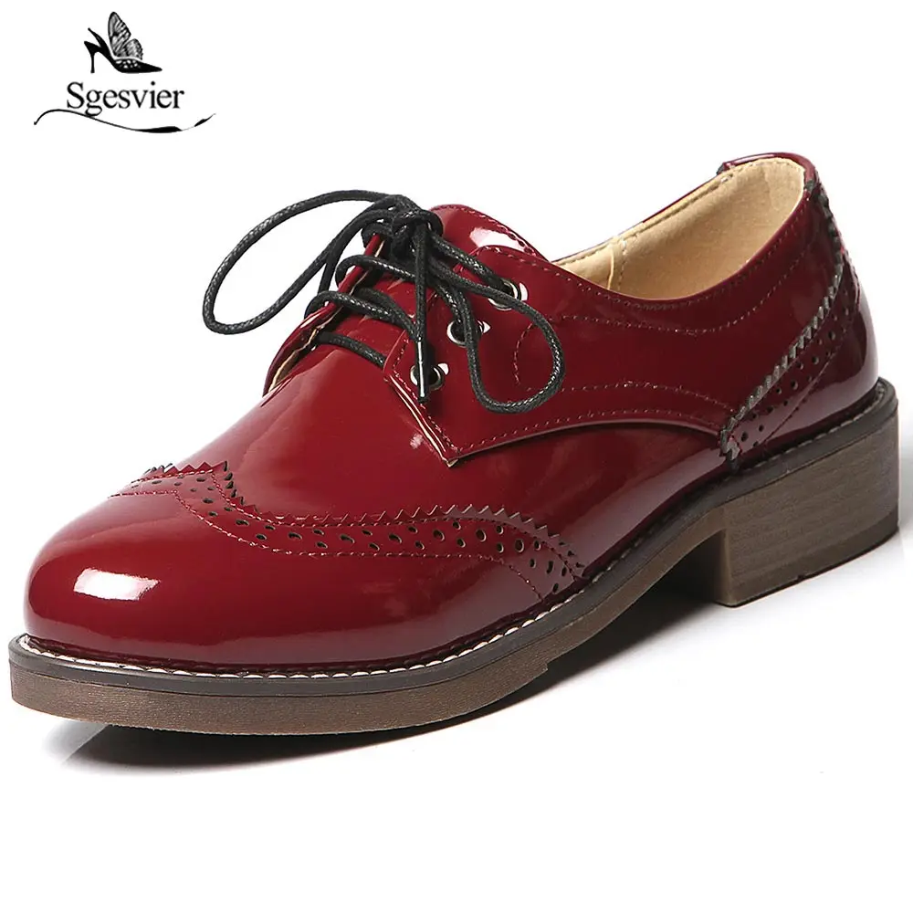 

SGESVIER 2018 Fashion Lace Up Thick Heels Women Pumps Casual Round Toe Oxford Shoes For Women Sapato Feminino Size 33-43 OX230