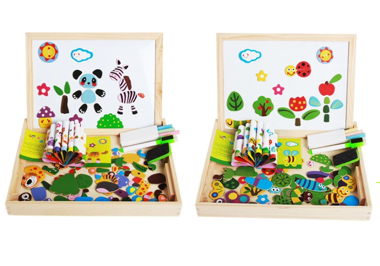 Деревянные игрушки магнитные головоломки животных фермы замок двойной живописи доска Дети Развивающие головоломки игрушка подарок для детей 100+ шт
