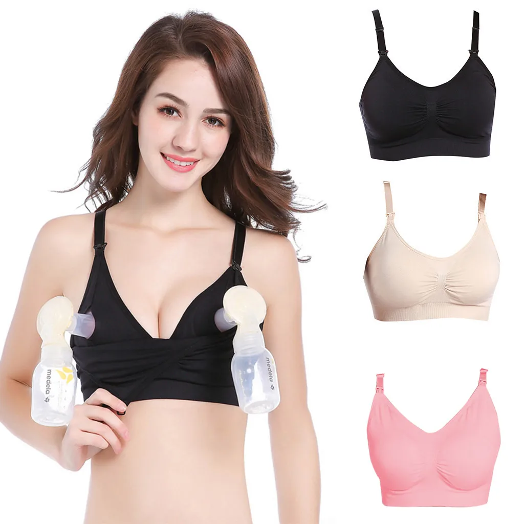 

TELOTUNY Women Hands-free Breast Pump Nursing Bras Maternity Pregnant Breastfeeding Vest Cotton Blends Solid Women Bra Dropship