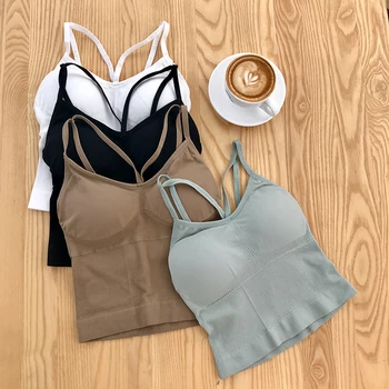 

Girls Short Camis Tops With Seperated Bra Women Padding Tank Tops Intimates For Female FL057