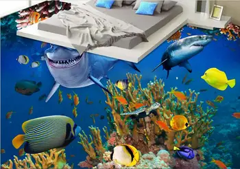 

3 d flooring High-end custom pvc wall sticker 3 d Sea world dolphins and turtles 3d room flooring photo wallpaper for walls 3d