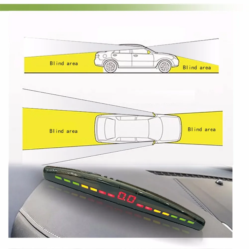 Sensores de aparcamiento para coche 4 radares automóvil Jalousie Parkmaster detector de coches alarma Parktronic negro blanco gris pantalla LED P3022