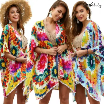 

2019 Newest Fashion Hot Sexy Charming Wholesale Women Blouse Floral Printed Summer Chiffon Coat Shawl Kimono Cardigan Long Top