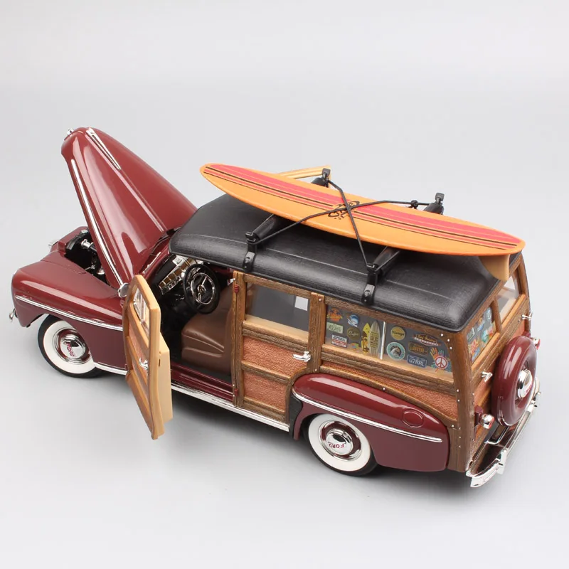 1 18 Классический FORD WOODY woodie супер люкс 1948 вагон весы автомобиля и литья под давлением модель игрушки хобби миниатюры доска для серфинга