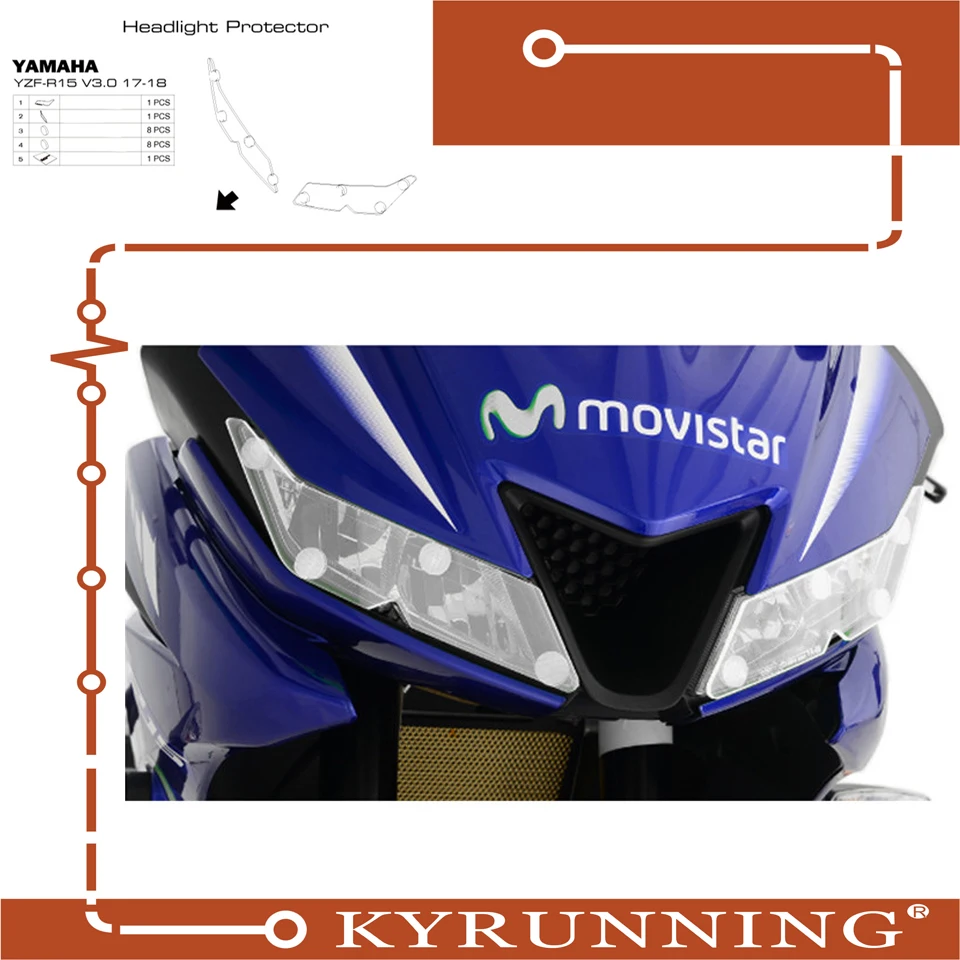 

Teng Worship FOR YAMAHA YZF-R 15 YZF R 15 YZF R15 YZF-R15 V3.0 2017-2018 motorcycle Headlight Protector Cover Shield Screen Lens