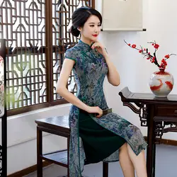 Новинка на лето и весну Традиционный китайский Для женщин простое платье Винтаж Леди Цветочные Вьетнам Aodai Qipao летние пикантные короткие