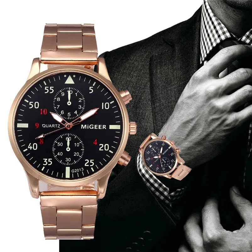 

Fashion Business Men Watches Luxury Crystal Stainless Steel Analog Quartz Wrist Watch Bracelet Clock Relogios Masculino