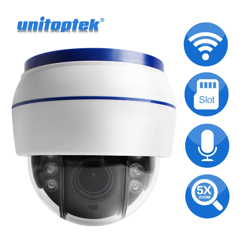 

HD 1080P Wireless PTZ IP Camera Wifi 5X Optical Zoom 2.7-13.5mm Speed Dome PTZ Camera Audio SD Card IR 20M CCTV Camera Onvif P2P