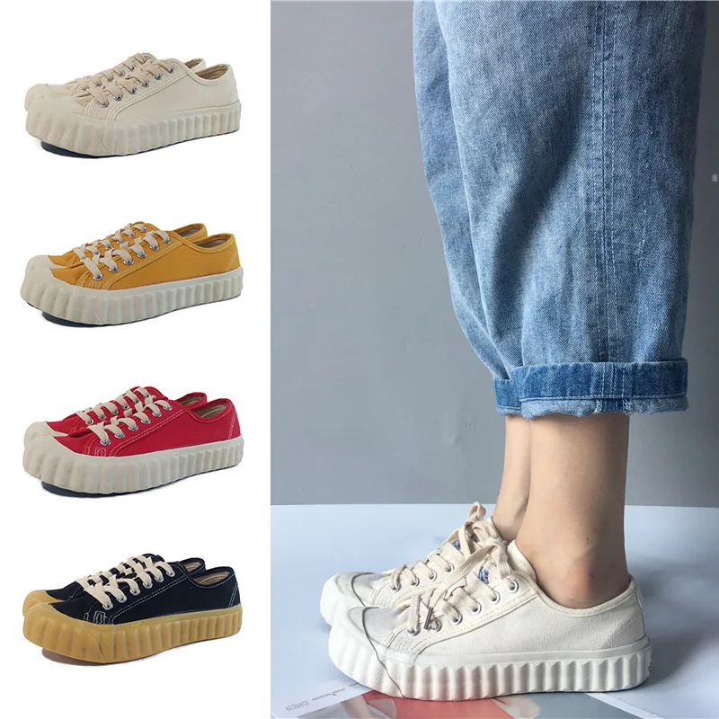 JINBEILEE New Women's  Skateboard Shoes with Wavy Toe Breathable Wearable Wild Sports Casual Canvas Shoes Women