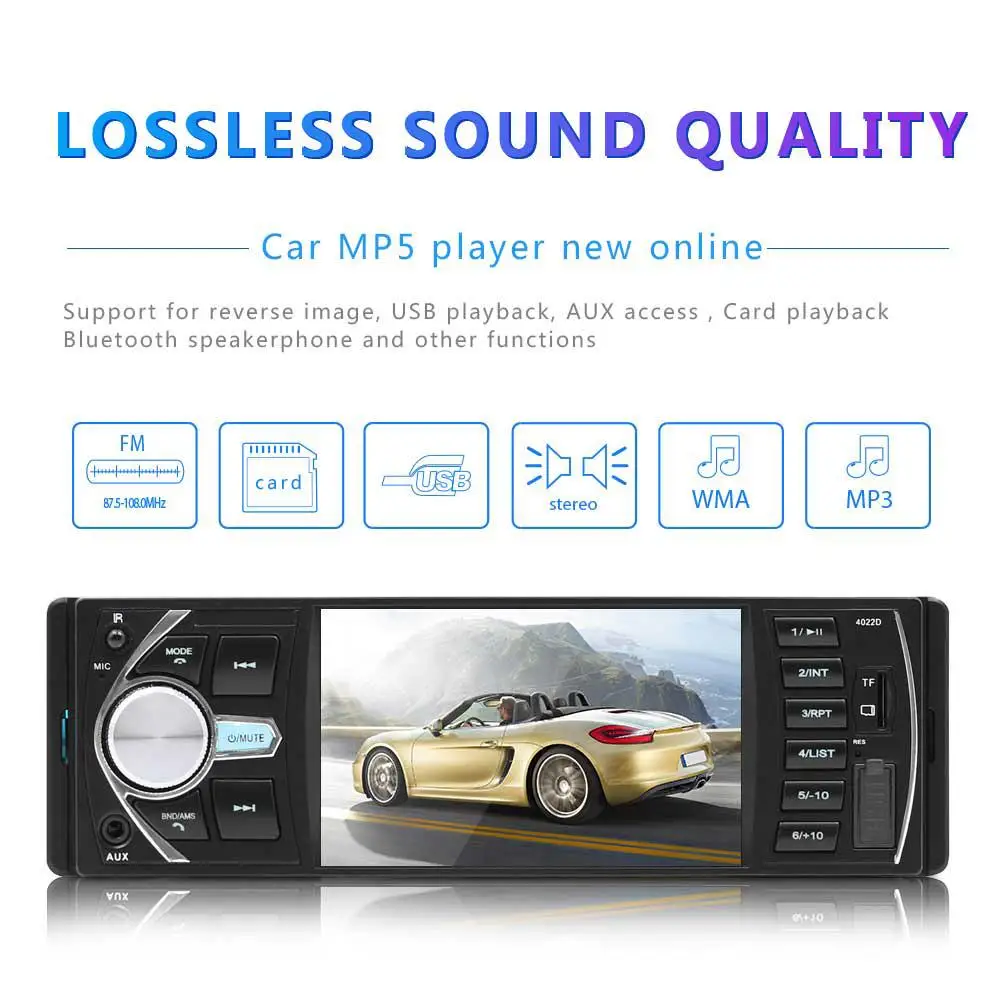 4,1 "Автомобильный мультимедийный плеер Bluetooth FM стерео радио 1 Дин MP5 MP3 плеер HD Экран Hands-free звонков зеркало заднего вида Камера