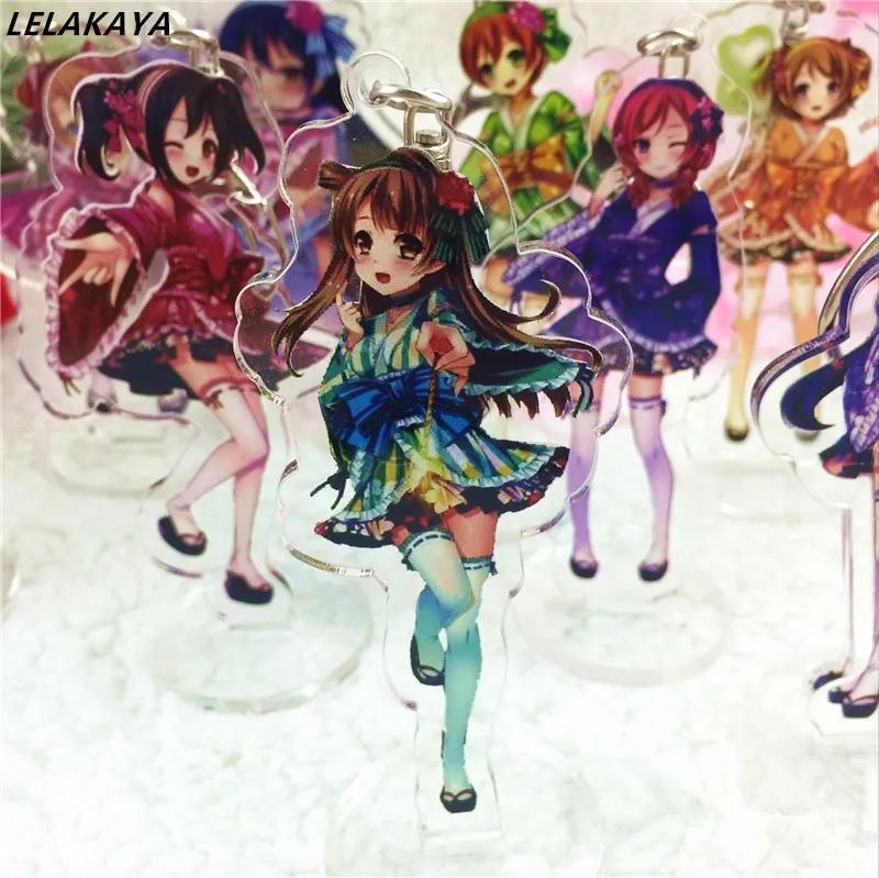 

LoveLive!School Idol Project Anime Action Figure Printed Rin Umi Kotori Kimono Ver Model Acrylic Keychain Licensing Doll