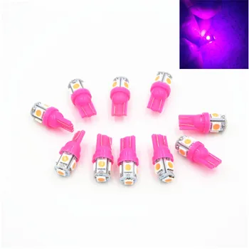 

10X T10 5050 SMD 5 LED Wedge Tail Car Pink purple Bulb W5W DC 12V 24V Dome License Map Light W5W 158 192 194 168