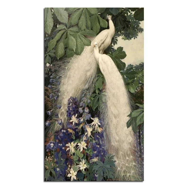 

White peacock 40x70 Needlework Diamond Embroidery Painting Home Decor Diamond Mosaic Pattern Full Square Diamond Painting