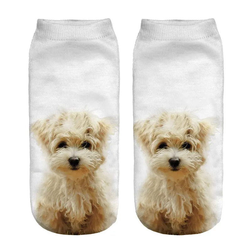 Women Schnauzer Short Socks Young Lady Girls Casual Cute 3D Dog Anklet Print Cotton Socks for Summer (9)