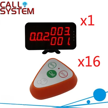 

Restaurant Bell System 433MHz Wireless Calling Bell Pager Call Button Transmitter With Host Display( 1 display+16 call button )