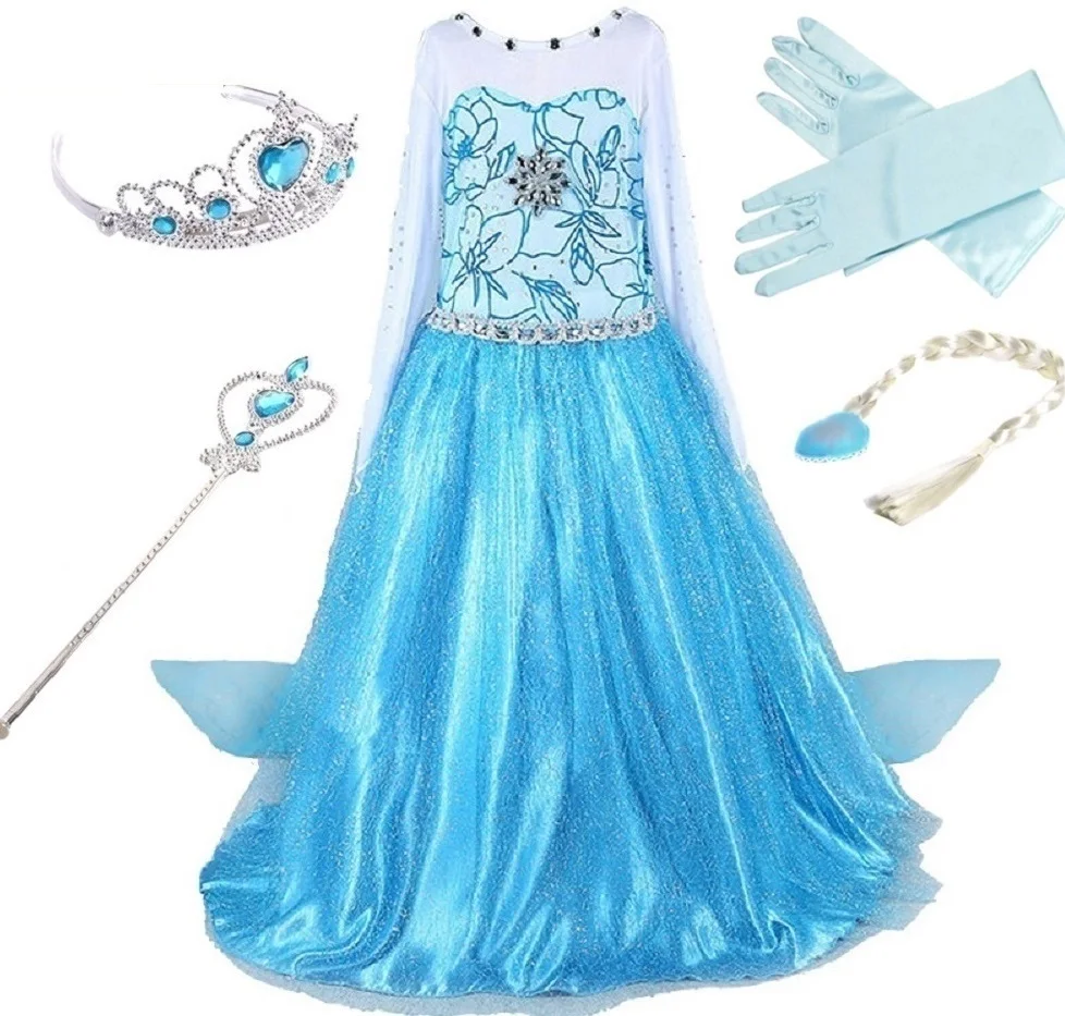 Girls Snow Queen Princess Costume Party Outfit Cosplay Clothes Fancy