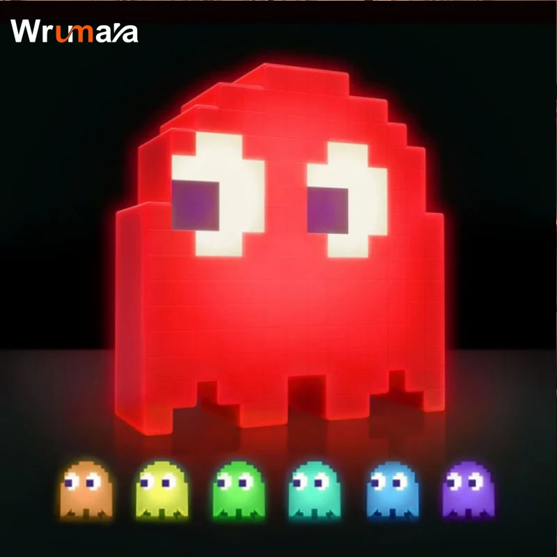 Wrumava креативный мультяшный USB Pac-man игровой тематический цветной ночной Светильник СВЕТОДИОДНЫЙ призрак лампа спальня детская комната декоративный светильник ing