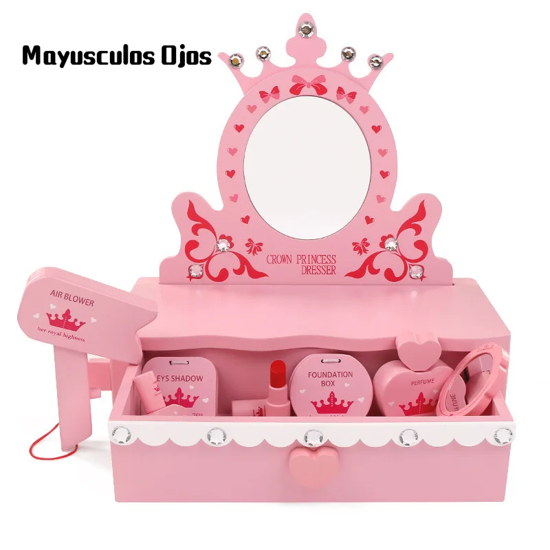 

Children's Crown Dressing Table Toy Simulation Play House Dressing Table Girl Princess Cosmetics Set Birthday Gift
