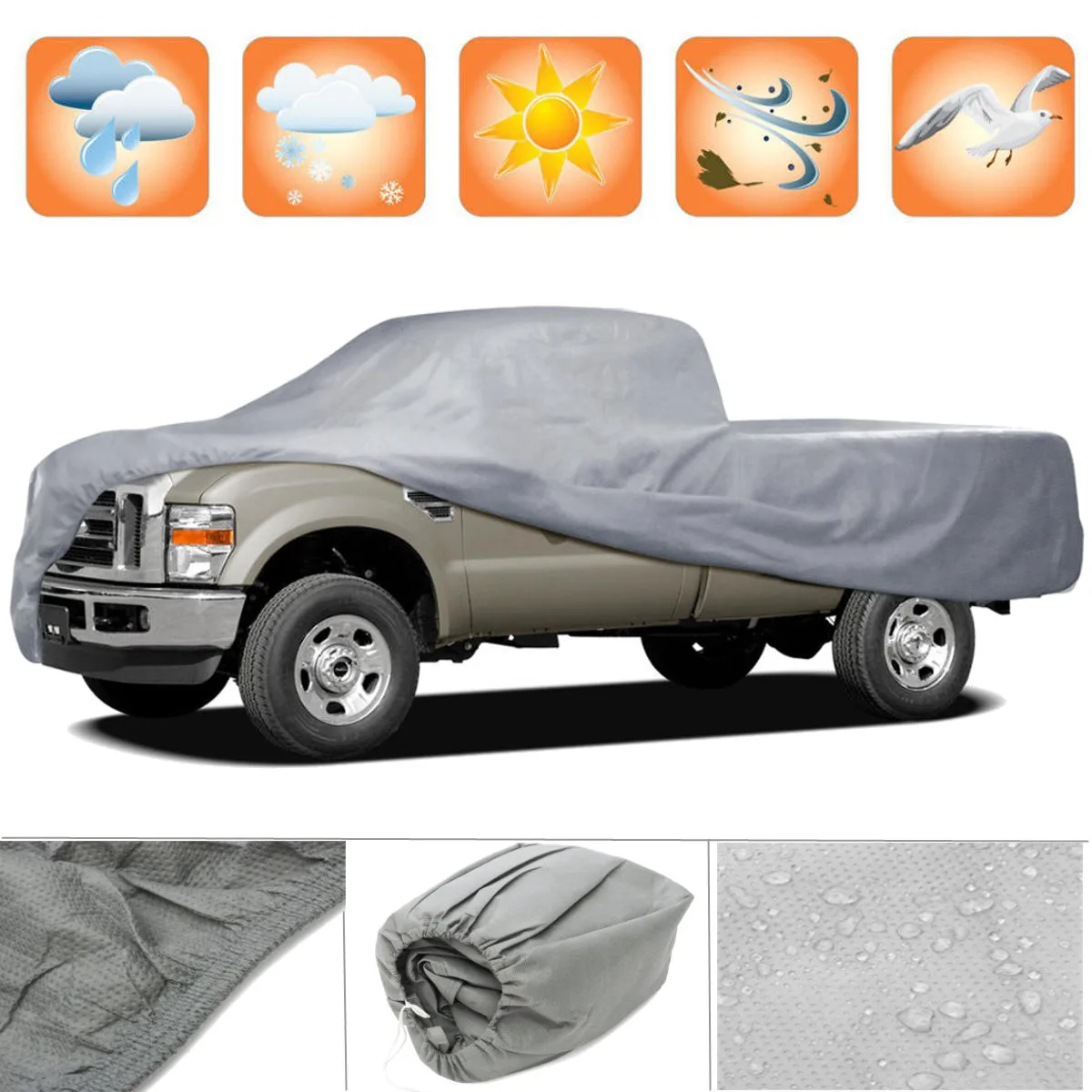 

3 Layer Premium Waterproof Stormproof Truck Pickup Outdoor Indoor Car Cover Protector No-Scratch Lining Pickups 197"x 65"x60