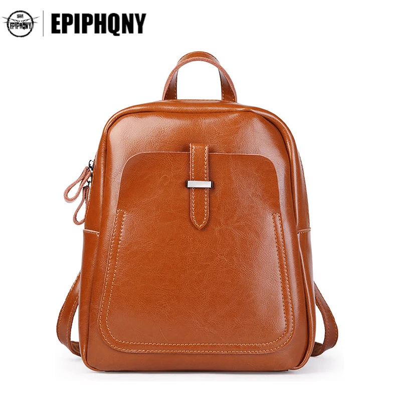 

Epiphqny Brand Lady Vintage Luxury Bagpack High Quality Slit Leather Bag for Women Multifunction Simple Lock Cool