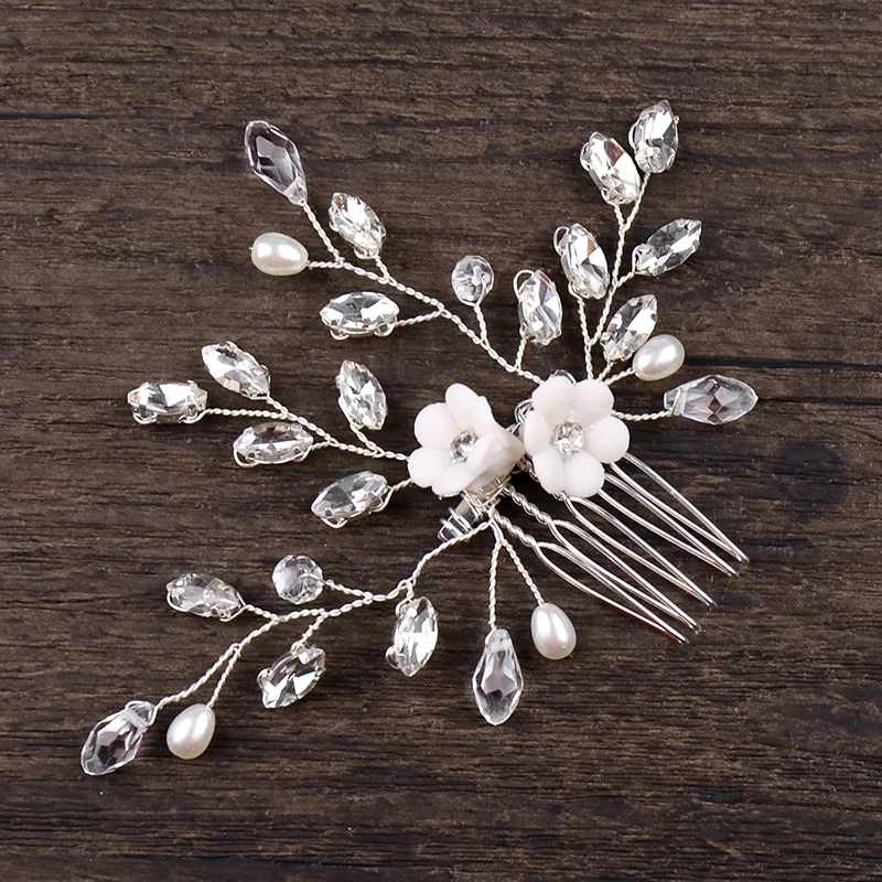 Silver Crystal Hair Ornament Small Size Comb (1)