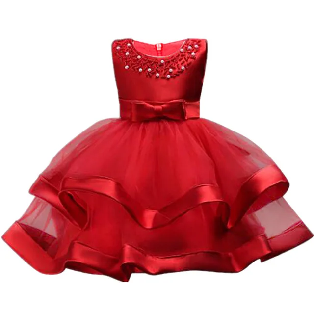 Платье принцессы для девочек платья для маленьких девочек Костюмы для платье с юбкой из тюля ко дню рождения для девочек вечерние Детский костюм для От 3 до 4 лет От 5 до 10 лет для детей - Цвет: Red