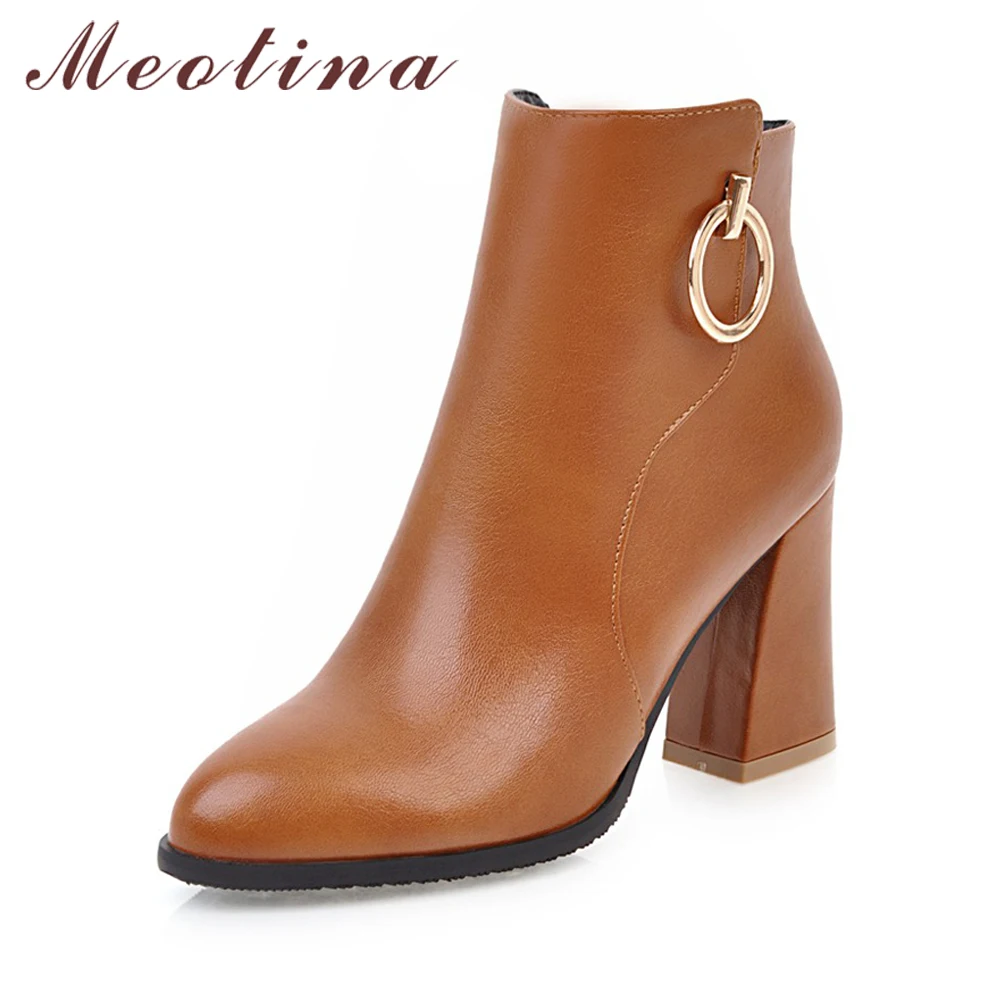 Kopen Meotina Dikke Hoge Hakken Laarzen Vrouwen Fluwelen Winter Laarzen Lady Enkellaarsjes 2018 Herfst Vrouwen Zwarte Dames Schoenen Big Size 34 45