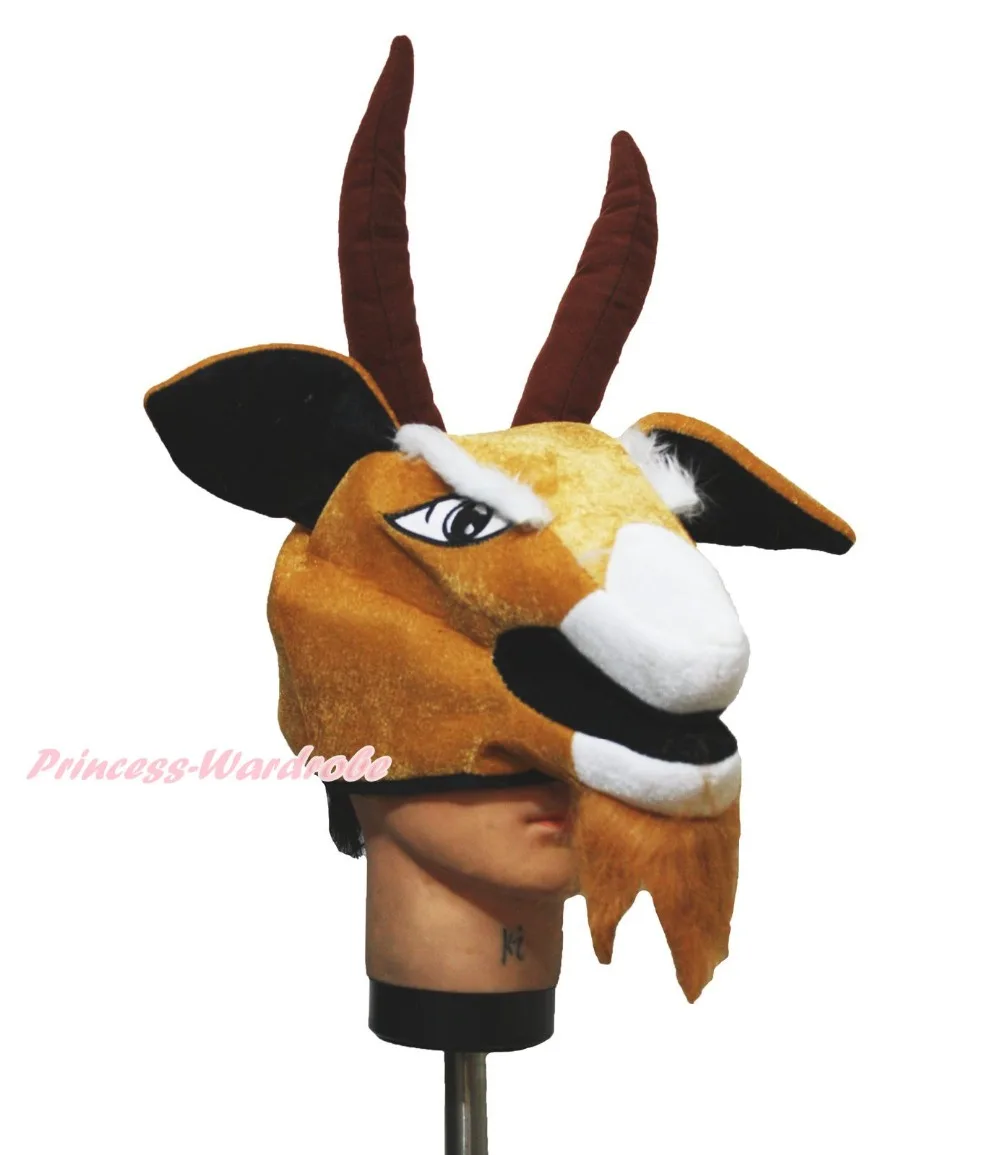 Halloween Party Brown Goat Wild Animal Soft Warm Hat Head Unisex Animal