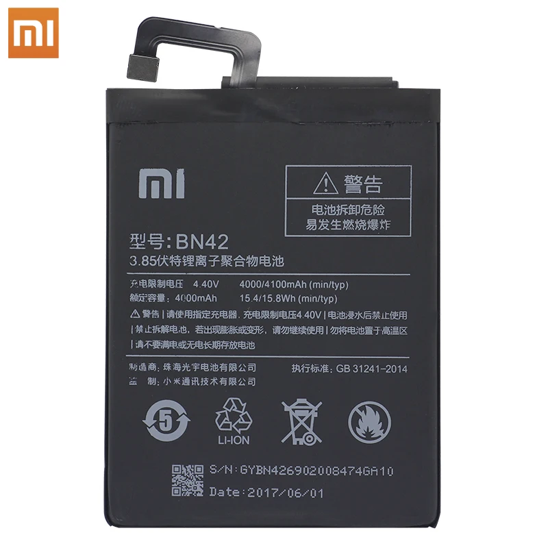 Xiao mi аккумулятор для мобильного телефона BN42 для Xiaomi Redmi 4 сменный аккумулятор большой емкости 4000 мАч высокое качество+ Инструменты