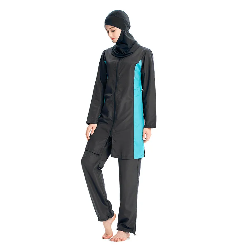Женская мусульманская одежда для плавания, брюки с капюшоном, три части, темперамент, исламский купальный костюм, Элегантная модная пляжная одежда, купальный костюм