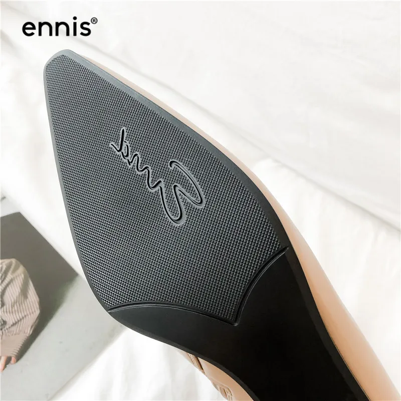 ENNIS Fashion Stretch Ankle Boots Women High Heel Boots Genuine Leather Boots Pointed Toe Shoes Autumn Winter Black A985